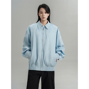 美式cleanfit蓝色竖条纹夹克外套男2026春季25XJ55273特批35图片
