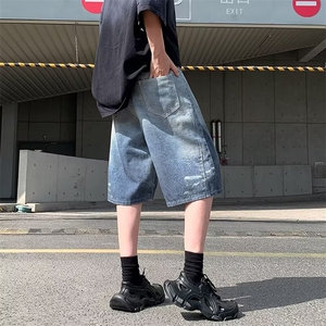 美式七分裤夏季新款满印挂饰阔腿街头宽松直筒中裤潮BM1155 P52图片