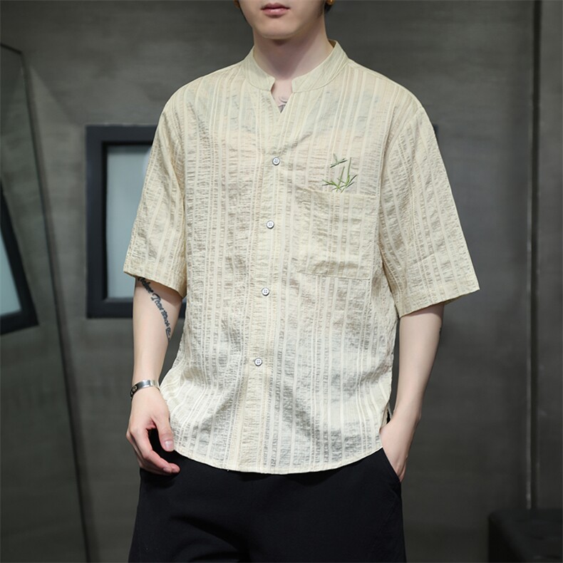 新中式风潮T恤短袖民族服饰刺绣汉服时尚天丝透气T2420-P65图片