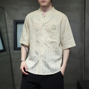 新中式风潮T恤短袖民族服饰刺绣汉服时尚天丝透气T2420-P65图片