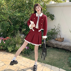 现货2025春季小香风花边拼接两件套裙2C230-2306-P175-K238，女装套装/套裙，2C230