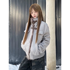 座山雕羊羔毛外套棉服男女冬季加绒双皮扣立领棉衣LM60566-P110，男装棉衣，星座1008