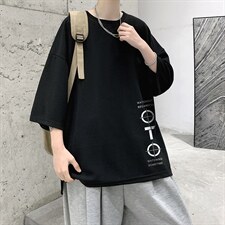 Q11114-P30春夏季七分袖t恤男大码五分袖男短袖中袖大皂风，男装T恤，电商A040