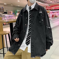 男士牛仔夹克秋冬季2026新款韩版潮流休闲加厚破洞上衣X311/P64，男装夹克，星座506