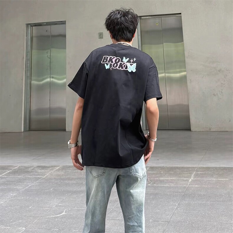 万针全刺绣工艺抖音得物高品质260克重磅纯棉双纱美式高街短袖T恤,男装T恤,电商A486-1
