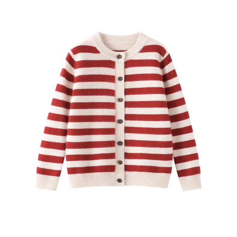 男女通用秋冬开衫条纹2025新款，童装儿童羊绒衫，旭泰羊绒