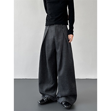 老钱风高品质重磅毛呢花色立体褶皱弯刀裤MN83P68，男装休闲裤，星座512-1（原513-3）