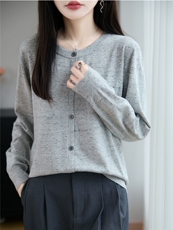2025年秋季新款精纺针织羊毛开衫时尚休闲通勤百搭，女装针织衫/毛衣，唐诺