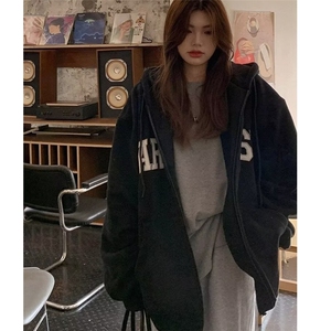 Y18-P42 特大码300斤连帽拉链卫衣男女装秋季设计感宽松休闲开衫图片
