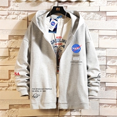 KS21243-P38NASA连帽开衫卫衣男运动外套大码班服砖墙，男装卫衣，电商A040A