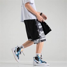 男春季潮流时尚休闲短裤假两件排扣短裤DK19P30，男装休闲裤，星座1116-2