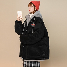 冬季中性风假两件棉衣外套加绒加厚绣标棉服男女8117-P140控价188，男装棉衣，电商A441-1