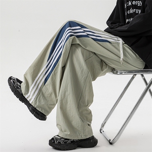 8XL-M 加绒加厚条纹工装裤束脚休闲阔腿美式运动裤男K9116P58控78图片