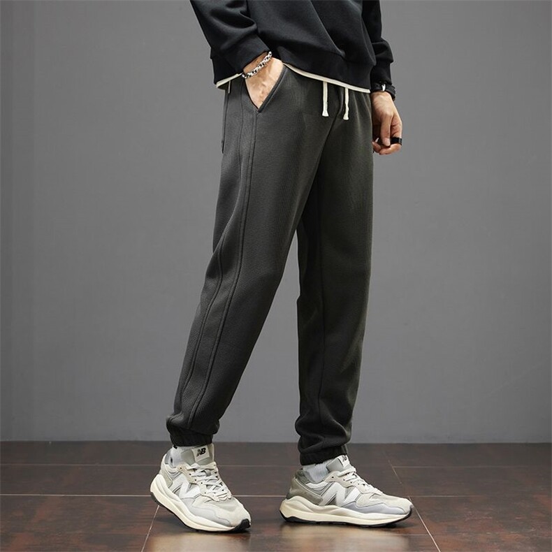 2025华夫格松紧腰卫裤男士早秋款弹力休闲运动裤子男LK2215-p42，男装休闲裤，星座224-1