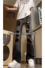 美式ins高街小众hiphop夏季破洞牛仔裤货号K729P60，男装牛仔裤，电商A063
