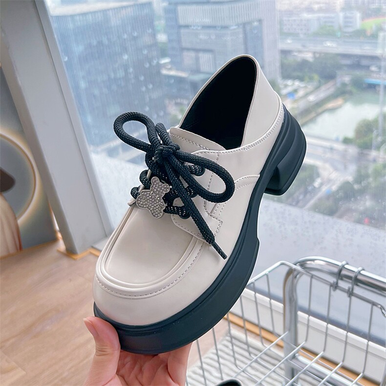 新款真皮乐福鞋女2024秋季新款粗跟英伦风小皮鞋休闲百搭时装单鞋，女鞋小皮鞋，电商A223