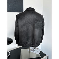 假模2025春装美式高级感黑色PU皮衣外套工装机车服A025-Y93-P95，男装皮衣，电商A025
