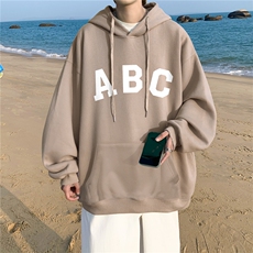 ！秋季重磅宽松大码港风ABC英文印花连帽卫衣LW53-特p35，男装卫衣，星座508（原C305）