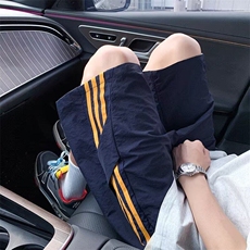 百搭藏青色条纹三杠速干短裤男夏直筒潮流日系新款无品牌时尚简约，男装牛仔裤，星座218-1（原230）