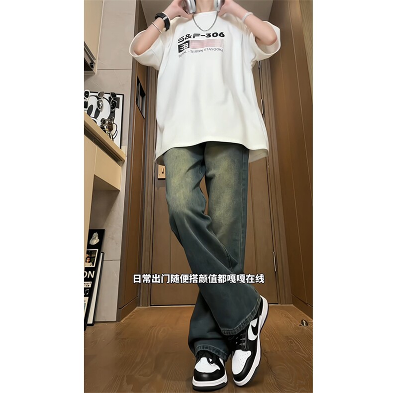 现货~美式水洗男女同款微辣牛仔裤8BK430-P45控68,男装牛仔裤,星座515