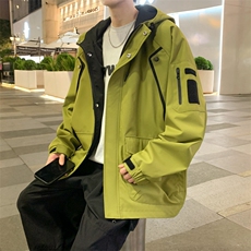 新款港风夜景三防连帽冲锋衣宽松大码夹克男A157B-J199-特P65，男装夹克，电商A157B