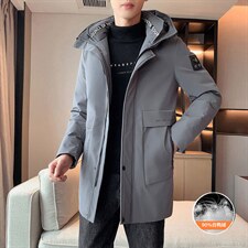 90%白鸭绒M-8XL大码中长羽绒服109-2198-P205，男装羽绒服，星座109