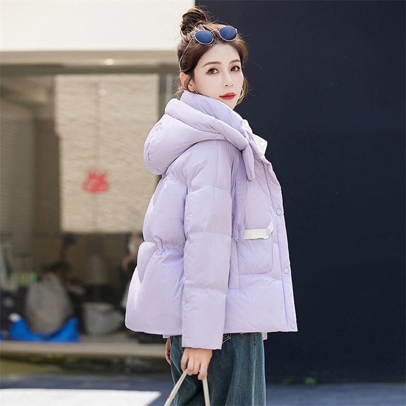 现货新款2024年撞色拼接连帽新g标90白鸭绒短款羽绒服,女装羽绒服,采品优优