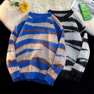 毛衣男秋冬季新款条纹套头针织衫慵懒宽松学生潮线衣外套GM27-P46图片