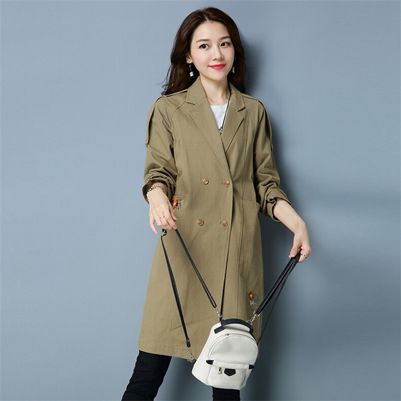 口袋绣花大码女装棉纯色通勤方领蝙蝠袖2021年秋季长袖常规，女装大码女装，独衣靓