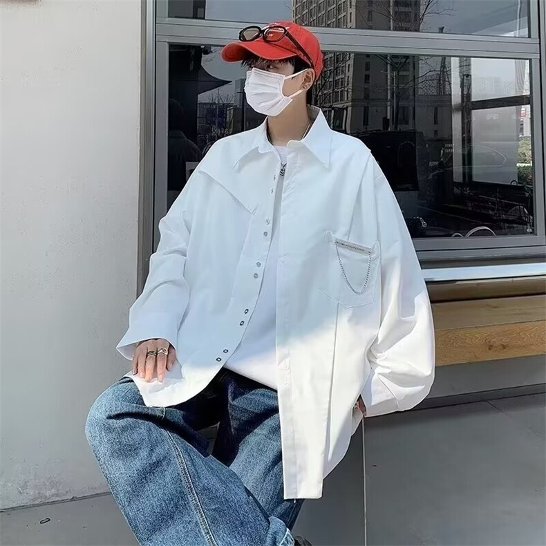 小众设计衬衫男生长袖宽松韩版高级感休闲情侣衬衣ins潮流S35/P42,男装衬衫,星座506