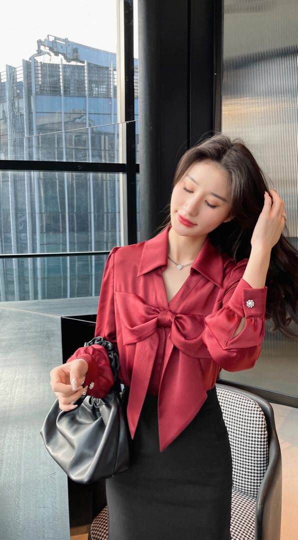 蝴蝶结雪纺衬衫，女装衬衫，M.W 嫚维