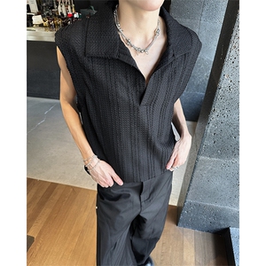 8XL-M 夏竖条纹纯棉背心男韩版宽松坎肩休闲运动午休T恤肌理DX333图片