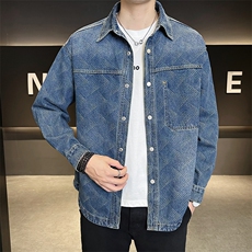 店主风牛仔衬衣男2025秋款工艺水洗牛仔蓝衬衫男士B317/5806/P110，男装衬衫，电商B317
