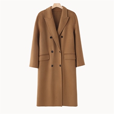 2025年秋季新款百搭女士V领长款大衣，女装双面呢大衣，鹿展羊绒大衣