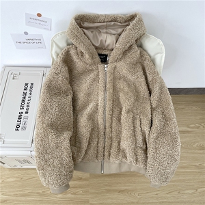 美式复古羊羔毛棉衣男冬季潮加厚慵懒风毛毛棉服痞帅保暖情侣外套图片