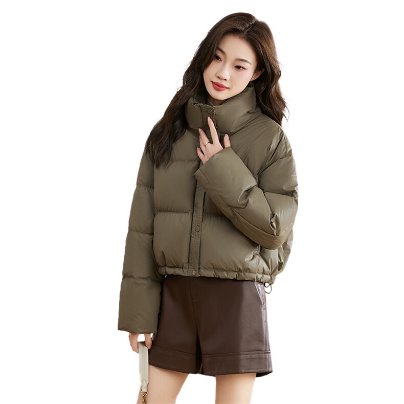 免洗pu皮短款白鸭绒羽绒服女2025冬季新款加厚保暖立领面包服外套,女装羽绒服,衣佳和