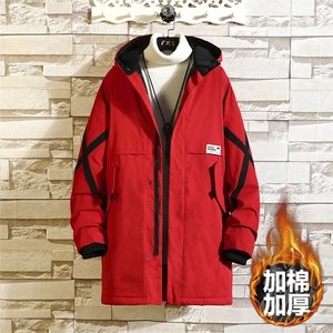 现货支持各种活动8XL~M 2023冬季新款中长款连帽棉衣棉袄男加大码图片
