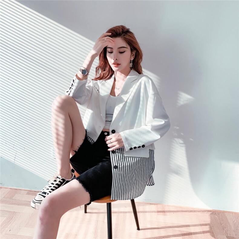 【现货】春季新款显瘦拼接款小西装，女装西装，主莱依