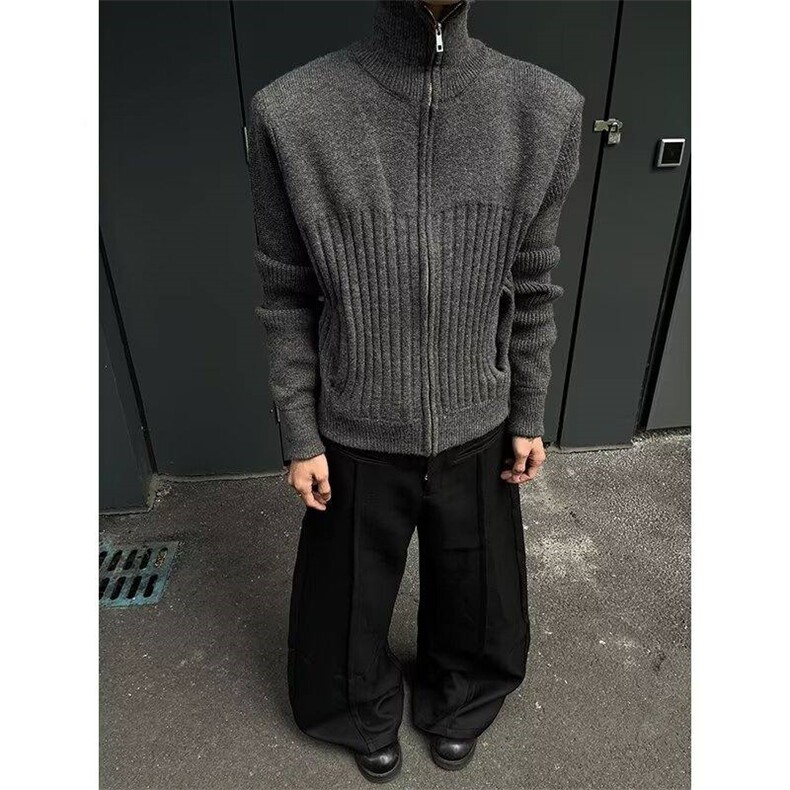 weavestudio秋冬厚实百搭软糯简约实穿松弛感拉链毛衣男,男装针织衫/毛衣,四季星座505