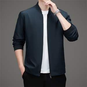 Q965秋冬新款男士夹克棒球领商务休闲时尚青年男装纯色外套图片