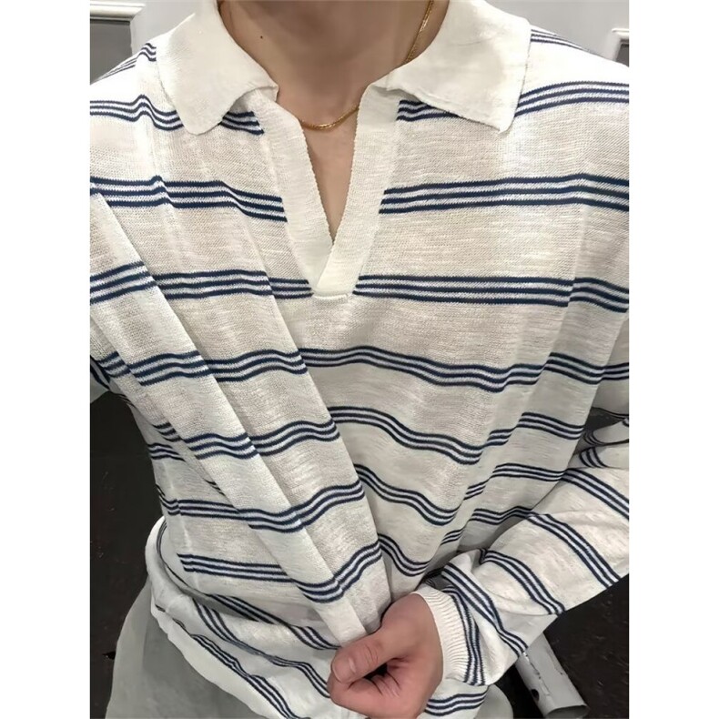 条纹polo衫男短袖t恤夏季新款潮流休闲时尚有领上衣男韩版,男装Polo衫,四季星座505