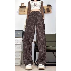 扎染灯芯绒休闲裤美式复古直筒宽松垂感阔腿裤潮504-K213-P35图片