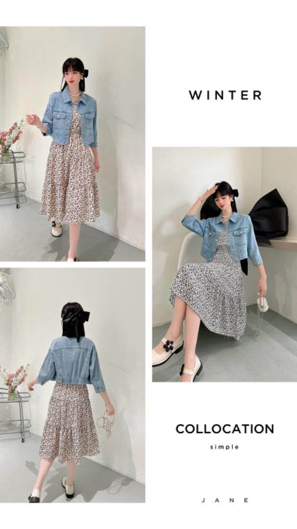 牛仔两件套连衣裙，女装连衣裙，英利伊人