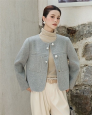 2025年秋季通勤时尚百搭小香风时尚百搭通勤简约，女装双面呢大衣，亿美羊绒