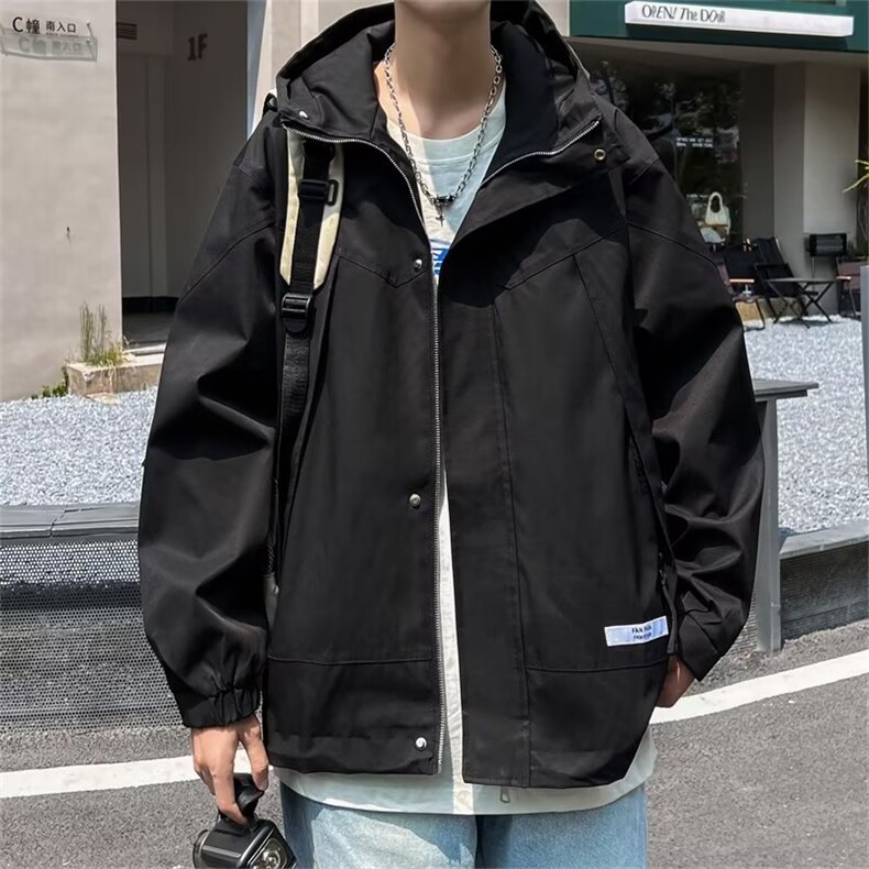 复古宽松潮牌冲锋衣连帽外套男春秋季户外休闲工装夹克JK606-P65,男装夹克,星座1109-3