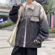 秋季高街ins渐变水洗牛仔外套男港风上衣潮牌工装夹克W6064-P63，男装夹克，星座512-2
