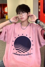 ！版权！2025夏季新款男士麂皮绒短袖T恤印花半袖TL2429特P19，男装T恤，电商B220