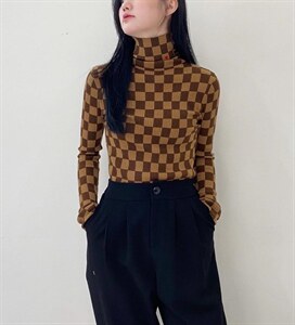 【爆卖】高织棋盘格打底衫,其它,译写