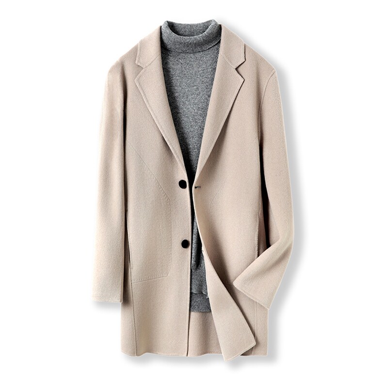 2025年秋季新款百搭长袖男款大衣，男装毛呢大衣，泰公羊绒