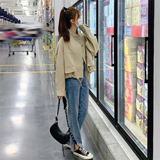 卡其色高级感工装短外套女2023年春秋新款韩版小个子显瘦夹克上衣，女装短外套，辉之琳